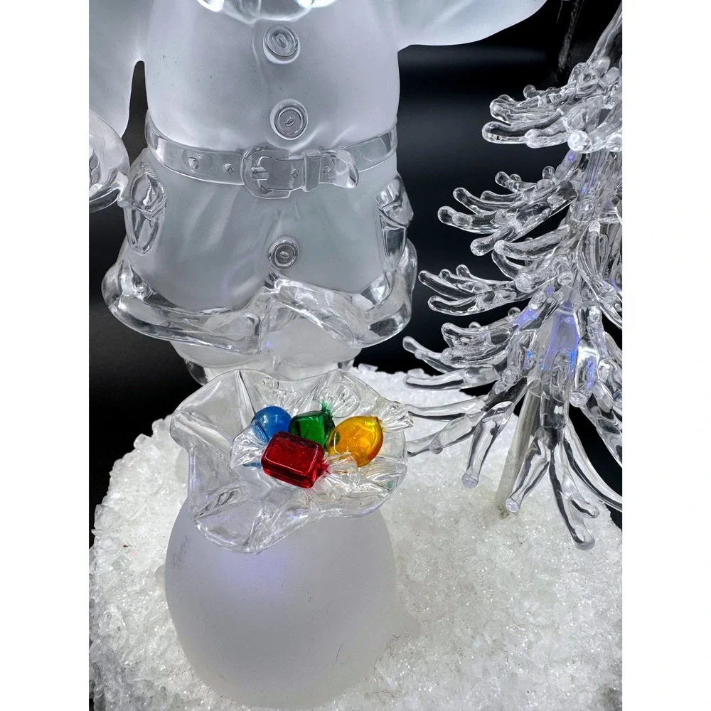 Heritage Mint Frosted Acrylic Santa Claus Color Changing LED Light Up Figurines